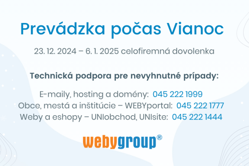 WEBY GROUP: Prevdzka poas Vianoc