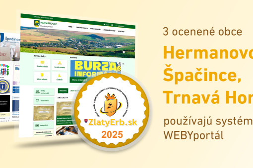 Webové sídla na systéme WEBYportál opäť uspeli v súťaži ZlatyErb.sk Webové sídla na systéme WEBYportál opäť uspeli v súťaži ZlatyErb.sk