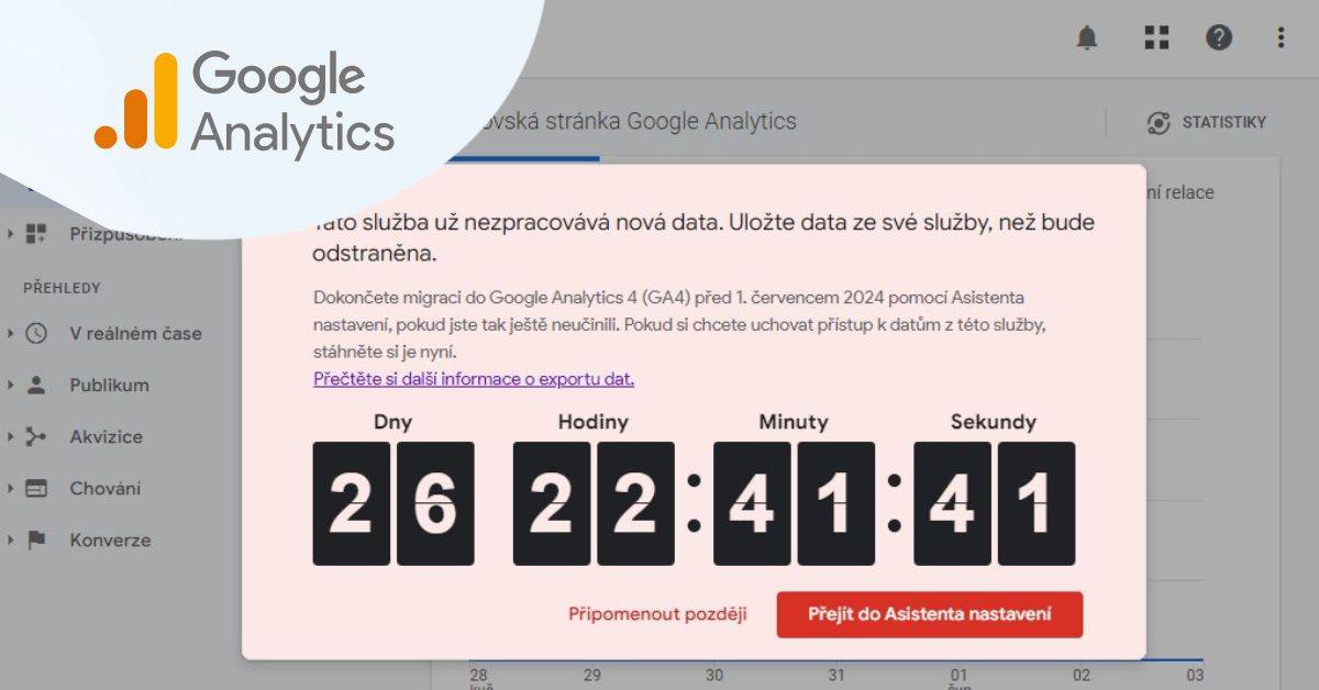 Trval zmazanie tatistk nvtevnosti Universal Analytics, plne ich nahrdzaj Google Analytics4