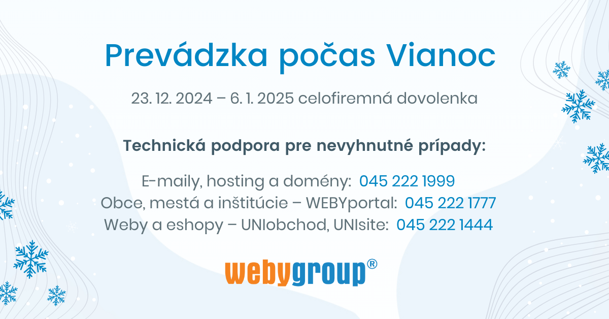 WEBY GROUP: Prevdzka poas Vianoc